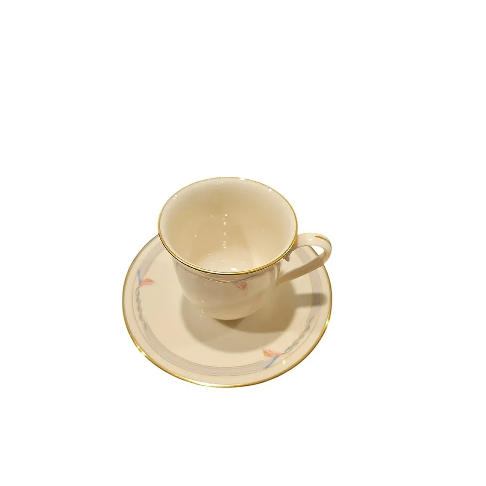 Lenox Gray Ceramic Gramercy Cup &‎ Saucer Made in USA